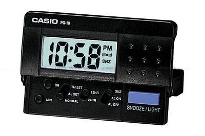 Casio Nuevo PQ-10D-1R Pequeño Negro LED Digital Viaje Pantalla LCD Alarma Reloj