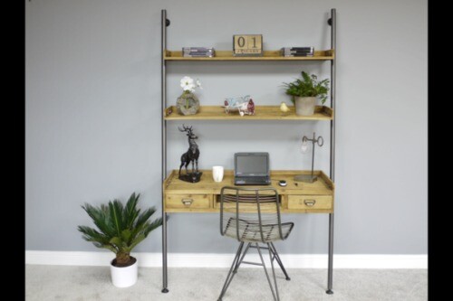 Retro Industrial Rustic Leaning Wall Desk Shelves Rrp 399