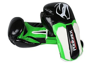 12oz Adult Size Last Punch Black and Green Punisher Boxing Gloves