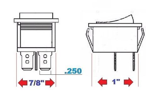 2x On Off Red Light Rocker Switch 250V AC 16 AMP 125V 20A DPST 4 lug legs
