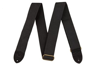 Genuine Fender 2" Wide, Adjustable Black Cotton/Leather Guit