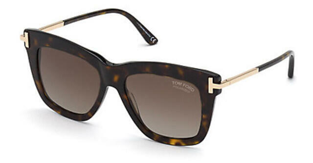 Pre-owned Tom Ford Sunglasses Dasha Ft0822 52h Dark/havana Brown Polarized 52mm Tf 822