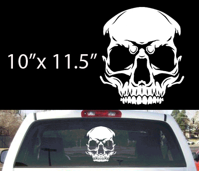 FGD Rounded Skull Vinyl Rear Window Decal 10'' x 11.5''