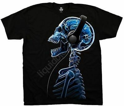 SKELEPHONES SKULL SKELETON WITH HEADPHONES TECHNO MUSIC DUBSTEP T TEE SHIRT 