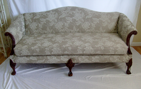 Vintage Georgian Camel Back Sofa with Mahogany Frame Ball and Claw Feet