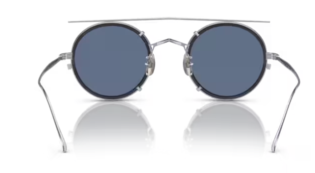 Pre-owned Oliver Peoples 0ov1292t G.pont 5315 Brushed Chrome Men's Eyeglasses With Clip-on In Demo Clear Lens