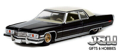Greenlight Cadillac Coupe DeVille 1973 Black with Gold Wheels 63010 E 1/64
