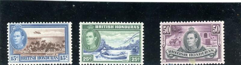 British Honduras 1938 Scott# 121-23 Mint LH