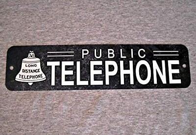 Metal Sign Telephone Public Pay Coin Vintage Phone Booth Prop Rotary 16x4