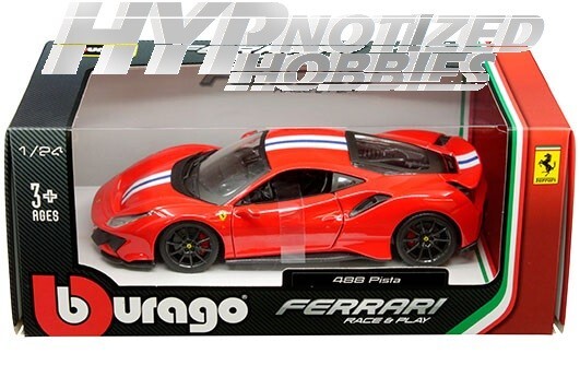BBURAGO 1:24 FERRARI 488 PISTA WITH WHITE AND BLUE STRIPE 18