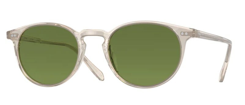 Pre-owned Oliver Peoples 0ov5004su Riley Sun 109452 Buff Polarized Round Unisex Sunglasses In Green