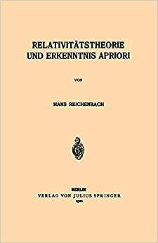 Hans Reichenbach - Relativitatstheorie Und Erkenntnis Apriori - New P - S9000z