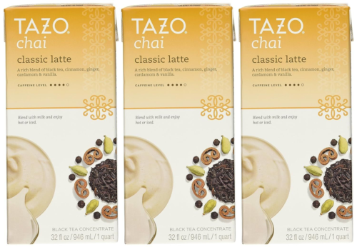 Tazo Chai Natural Spiced Black Tea Latte Concentrate 32 Fl Oz (Pack of 3)