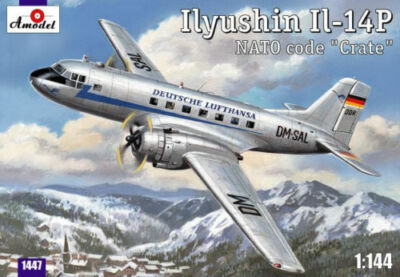 Ilyushin IL-14P DDR Lufthansa Civil model, plastic kit scale 1/144 Amodel 1447