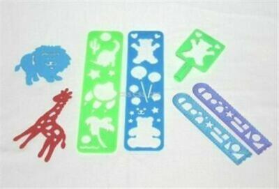 Kids Plastic School Art Drawing Stencil Animal Shape Ruler Pencil Topper Vintage