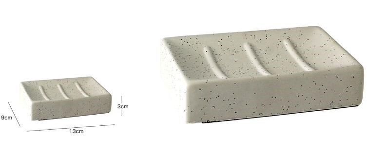 Piatto Piattino Porta Sapone Bagno Ceramica Bianca Effetto Granito 10357 dfh