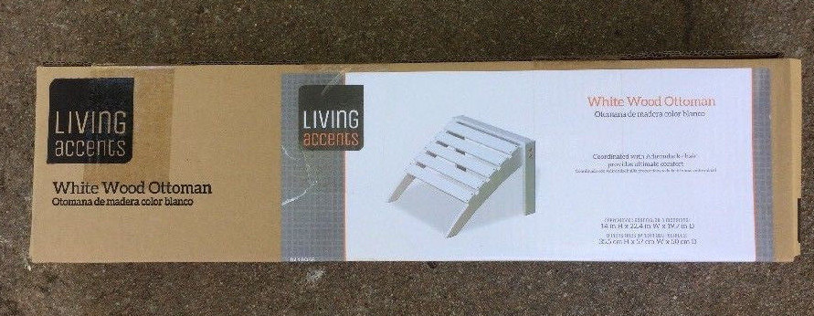 Patio Pool Garden Wooden Outdoor Foot Stool Rest Ottoman Adirondack Style White