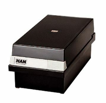 HAN Karteikasten DIN A6 quer für 1.300 Karten schwarz Karteibox + 2 Stützplatten