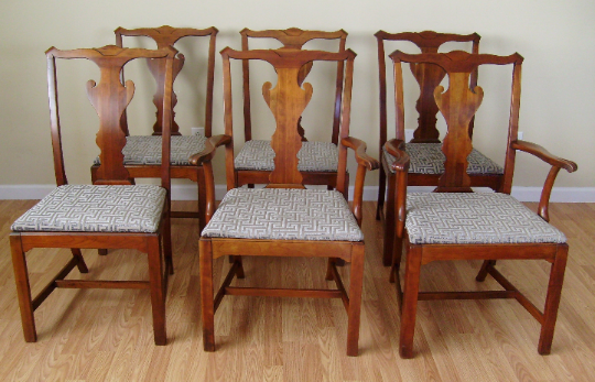 Early 20th Century Chippendale Hickory Mfg. Co. Cherry Dining Chairs Set of Six