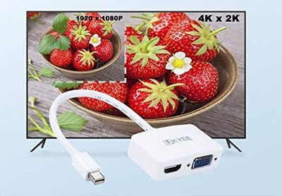 Mini DisplayPort to HDMI VGA Adapter 2 in 1 Adapter -mDP 1.2 HBR2 to HDMI 2.0 4K