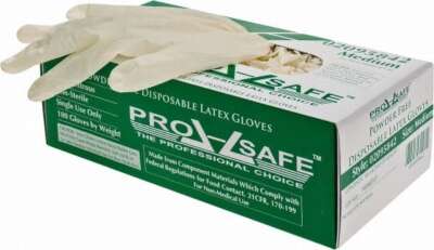 100 Pack PRO-SAFE 62-322PSPF/M Disposable Gloves, Size Medium, 5 mil, Latex