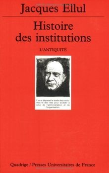 Histoire des institutions, tome 1 : LAntiquité von Ellu... | Buch | Zustand gut