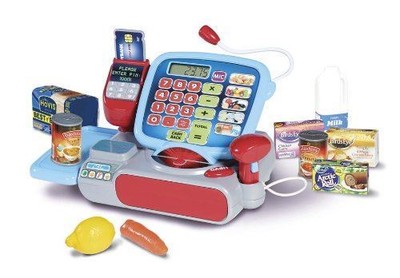 Giocattolo Registratore Di Cassa Supermercato TOEY PLAY - 39 Pezzi Con Microfono E Scanner Per Bambini 3-6 Anni