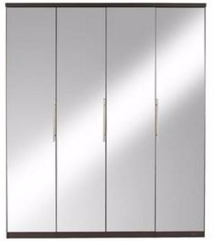 Prague Mirror 4 Door Wardrobe H 201 W 163 D 52 Cm Grey
