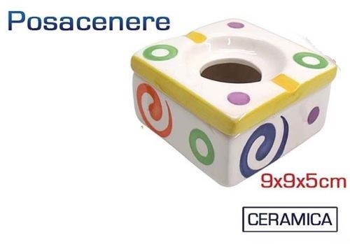 Posacenere Porta cenere Fantasia In Ceramica 9x9x5cm dfh