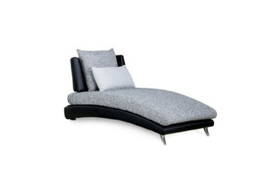 Furniture Merton Fabric and Leatherette Chaise Lounge Gray and Black New