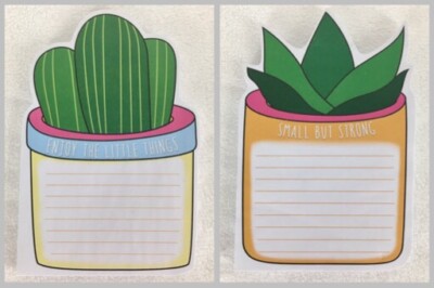 Inspirational Sticky Notes List Pad CACTUS Enjoy Little Things Small But Strong