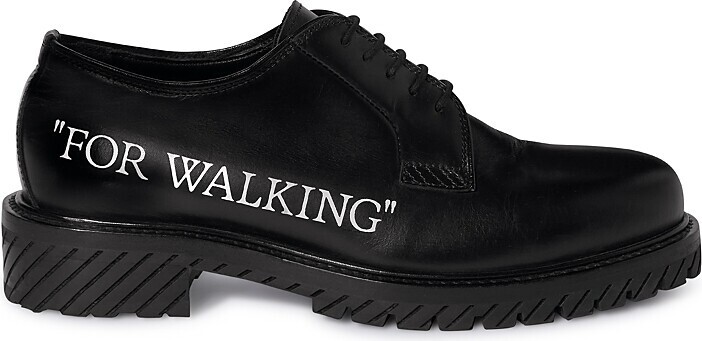 Off-White For Walking Leather Dress Shoes Men's 9US Black Round Toe Lace Up - Picture 1 of 18