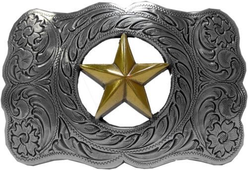 Avignon Designer Brown Leather Belt Silver Belt Buckle Rock  display picture 3