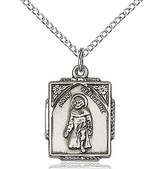 St. Peregrine sterling silver with 18" sterling silver rope chain