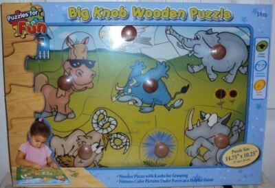 Big Knob Wooden Puzzle Animals ages 18+ mos NEW