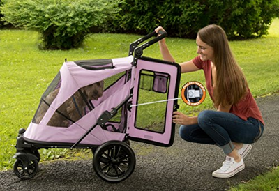 Pet Gear NO-Zip Stroller, Push Button Zipperless Dual Entry, for Single or Pet