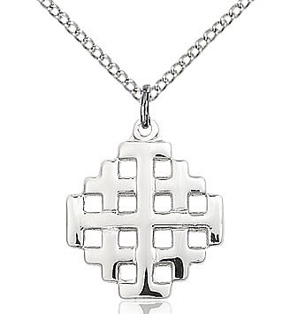 Jerusalem Cross sterling silver with 24" stainless steel chain