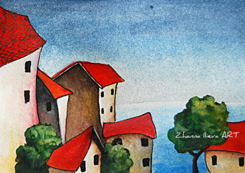 J.MEDINA ORIGINAL OIL ON CANVAS RIVER LANDSCAPE PAINTING - Signed