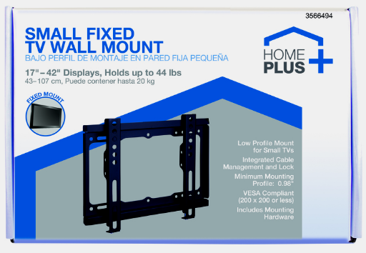 HOME PLUS Small Fixed TV WALL MOUNT Fits Size 17"-42" Holds 