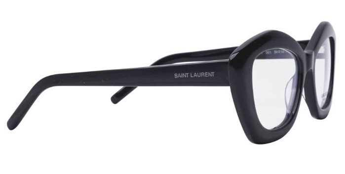 Pre-owned Saint Laurent Sl 68 Opt 001 Black/black Cat-eye Full-rim Women's Eyeglasses In Clear