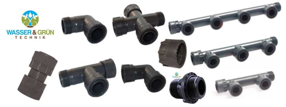 PVC Verschraubungen, Überwurf, Ventilanschlüsse für Rain-Bird und Hunter usw.