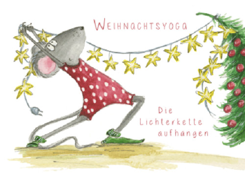 *Weihnachten*Cartoon*Postkarte*Weihnachtsyoga*Mit Katze Und Rentier*10 X 15**