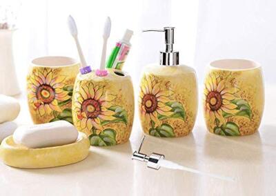 Ceramic Sunflower Hand Painted Soap Dispenser