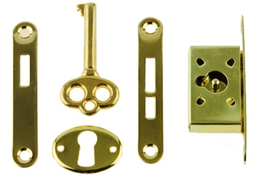 SMALL BOX LOCK, GOLD PLATED, FOR HUMIDORS, MUSIC BOXES,OR JEWELRY BOXES, K-40-B 