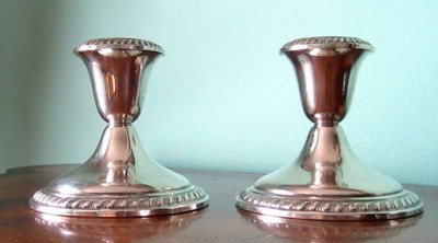 American Pair of Vintage Art Deco Sterling Silver Candle Holders by Alvin