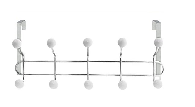Appendiabiti Da Porta Metallo Sfere Palline Bianche 10 Posti Ganci Giacche