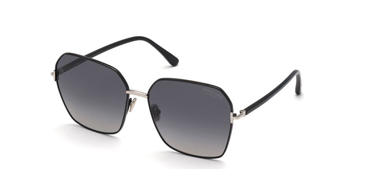 Pre-owned Tom Ford Ft 0839 Claudia 01d Palladium Black/gray Polarized Sunglasses