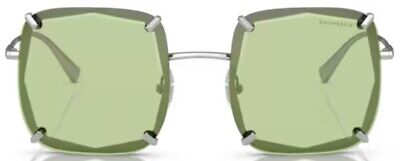 Pre-owned Tiffany & Co . Tf3089 6001/2 Sunglasses Women's Silver/light Green Lenses 52mm