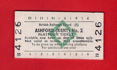 Platform Ticket - BRB(S) Ashford (Kent) No. 2 - Green Diamond: White Card - 1979