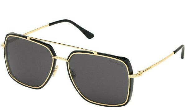 Pre-owned Tom Ford Ft 0750 Lionel 01a Gold Black/grey Rectangle 60mm Sunglasses Tf 750 In Gray